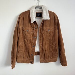 Sunrise Kingdom Corduroy Brown Sherpa Lined Trucker Jacket Size Small